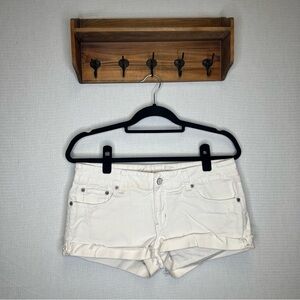 American Eagle | 8 Cream Jean‎ Mini Shorts Distressed VTG Y2K